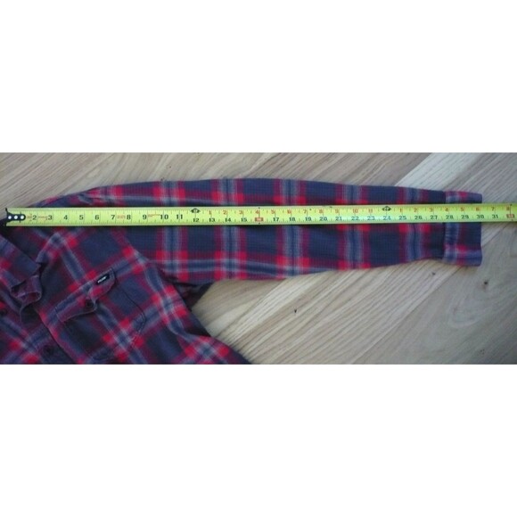 Volcom Shirt Men L Red Grey Plaid Streetwear Skater Grunge Faded Trashed Comfy - Picture 12 of 13